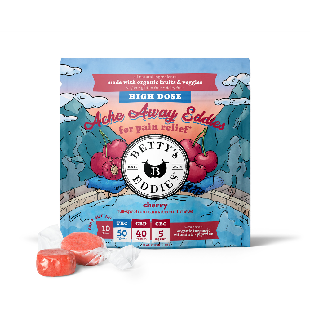 Betty's Eddies - Cherry "Ache Away" Chews (500mg THC 400mg CBD 50mg CBC 10pk) Betty's Eddies - Cherry "Ache Away" Chews (500mg THC 400mg CBD 50mg CBC 10pk)