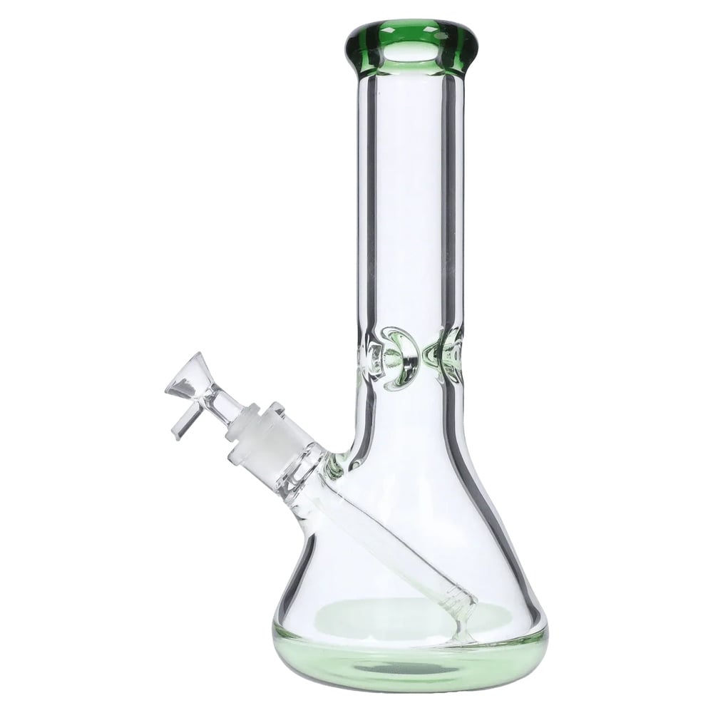9" Beaker Water Pipe - Clear/Green