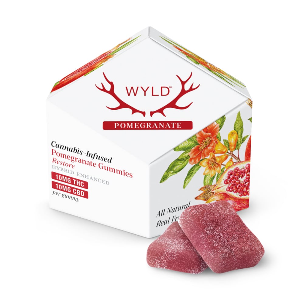 WYLD - Hemp Derived - Pomegranate Gummies 10mg THC 10mg CBD 10pk