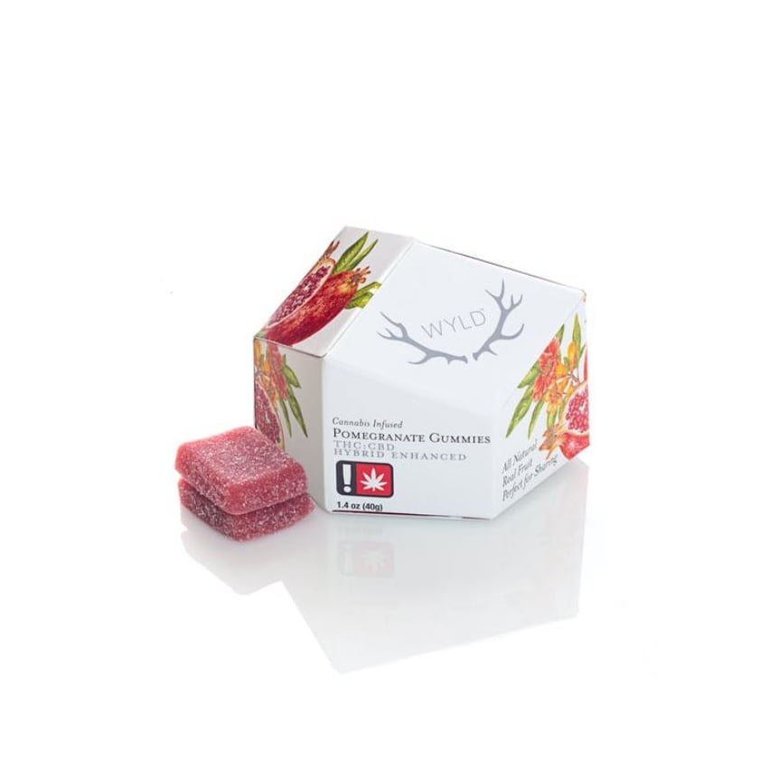 Pomegranate 1:1 CBD + Hybrid Enhanced Gummies | 100mg THC:100mg CBD by WYLD - Edibles