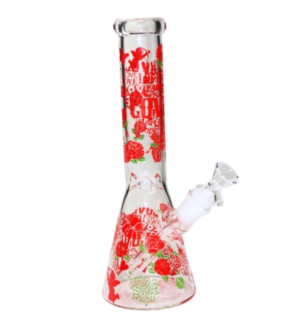 10" Hearts and Roses Beaker Pipe