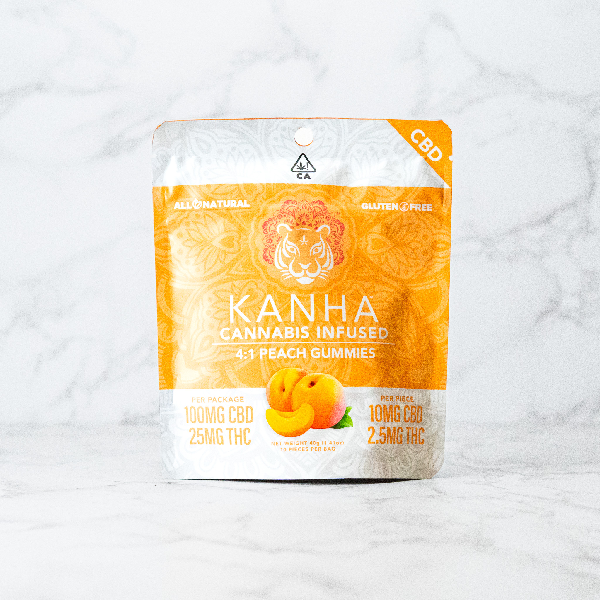 KANHA -PEACH 4:1 CBD - GUMMY - (10PK) - [100MG]