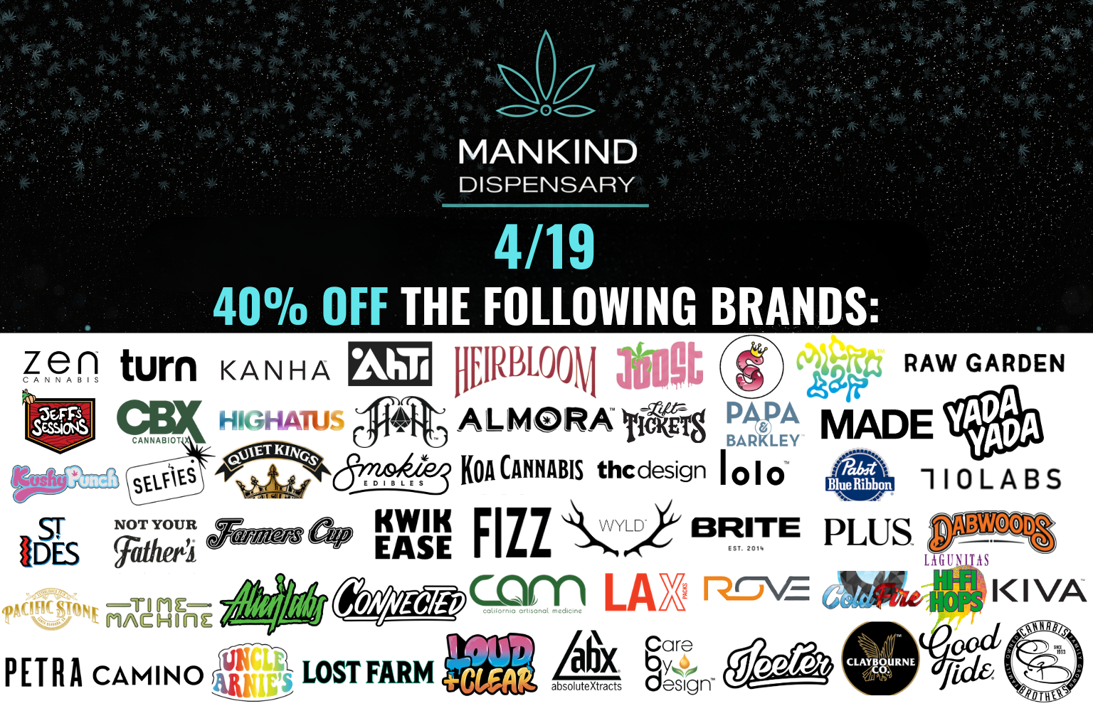 4/19 - 40% OFF SELECT BRANDS! special