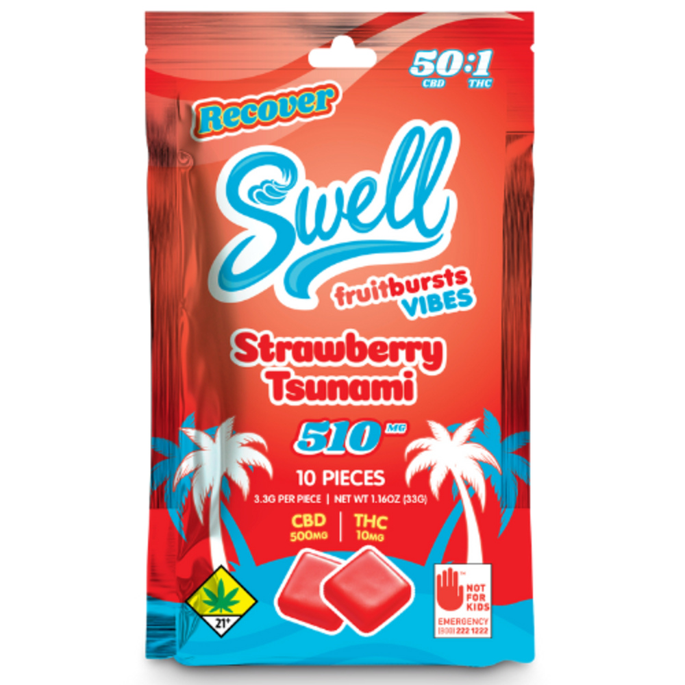 Recover Vibes - Strawberry Tsunami [10pk] (500mg CBD/10mg THC)