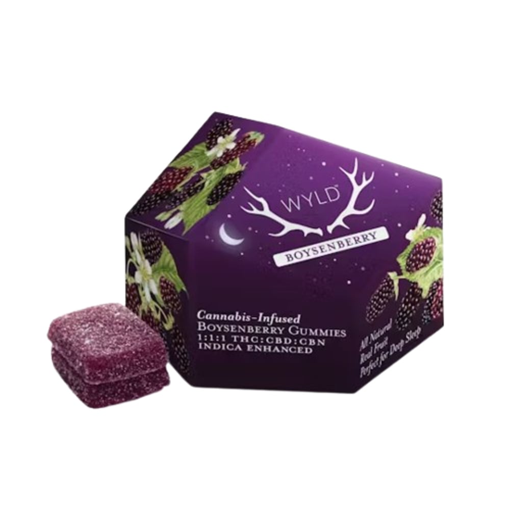 WYLD Boysenberry 1:1:1 CBD:CBN + Indica Enhanced Gummies | 100mg THC:CBD:CBN