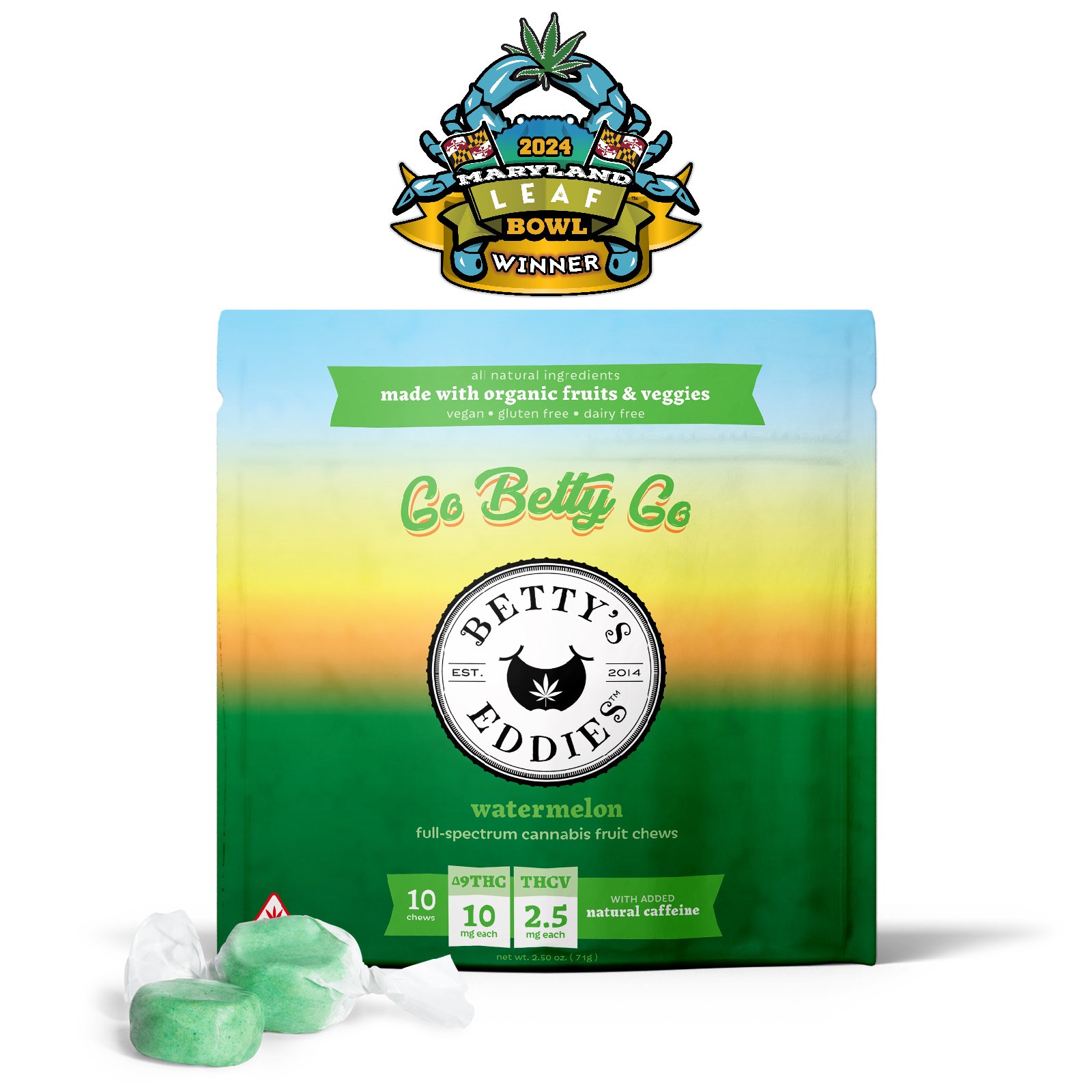 Go Betty Go Watermelon [10pk] (100mg THC/25mg THCV) Energy Fruit Chews