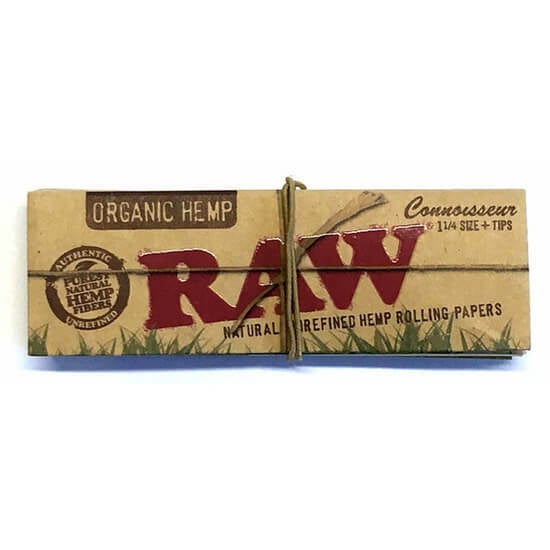 RAW Organic Connoisseur 1 1/4" Size Rolling Papers with Tips