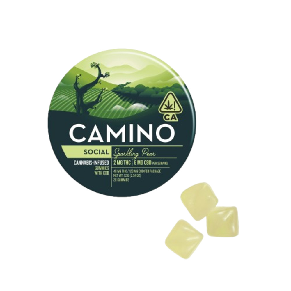 2mg : 6mg CBD Camino 'Social' Sparkling Pear Gummies 40mg THC | 120mg CBD total