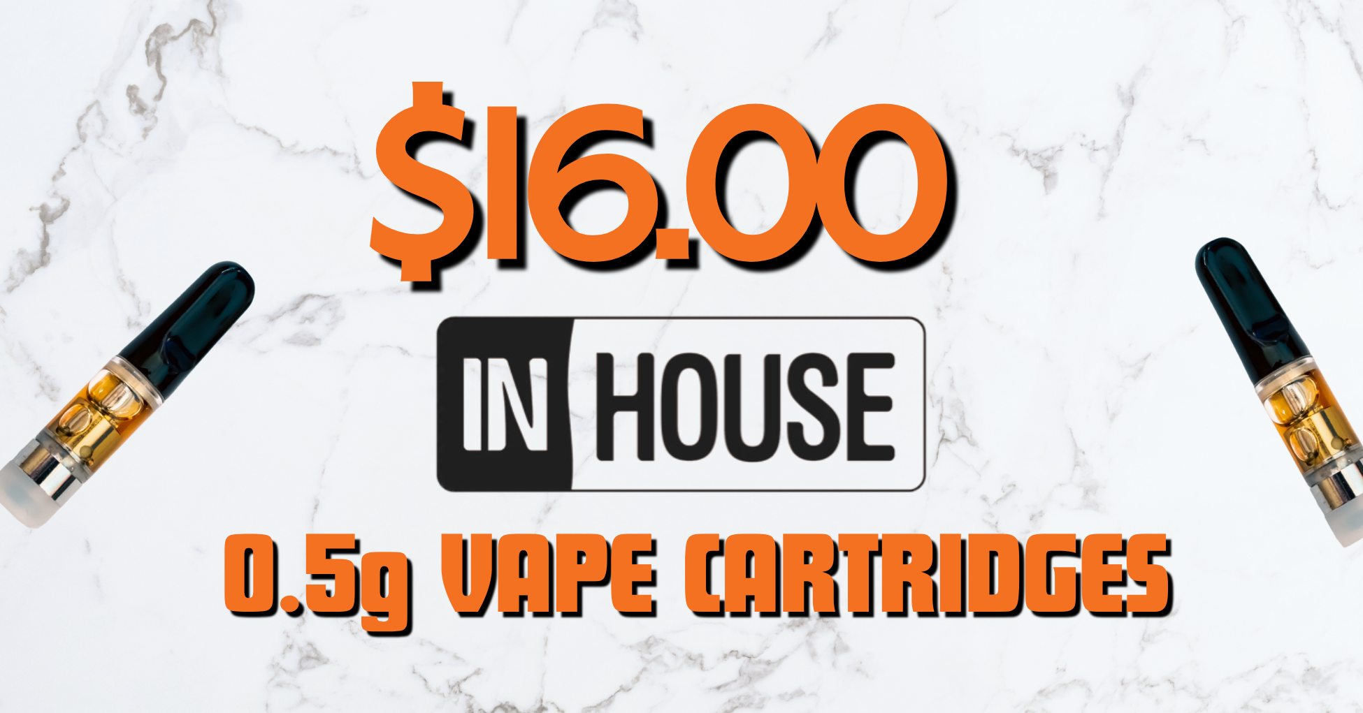 $16 In House 0.5g Vape Carts special