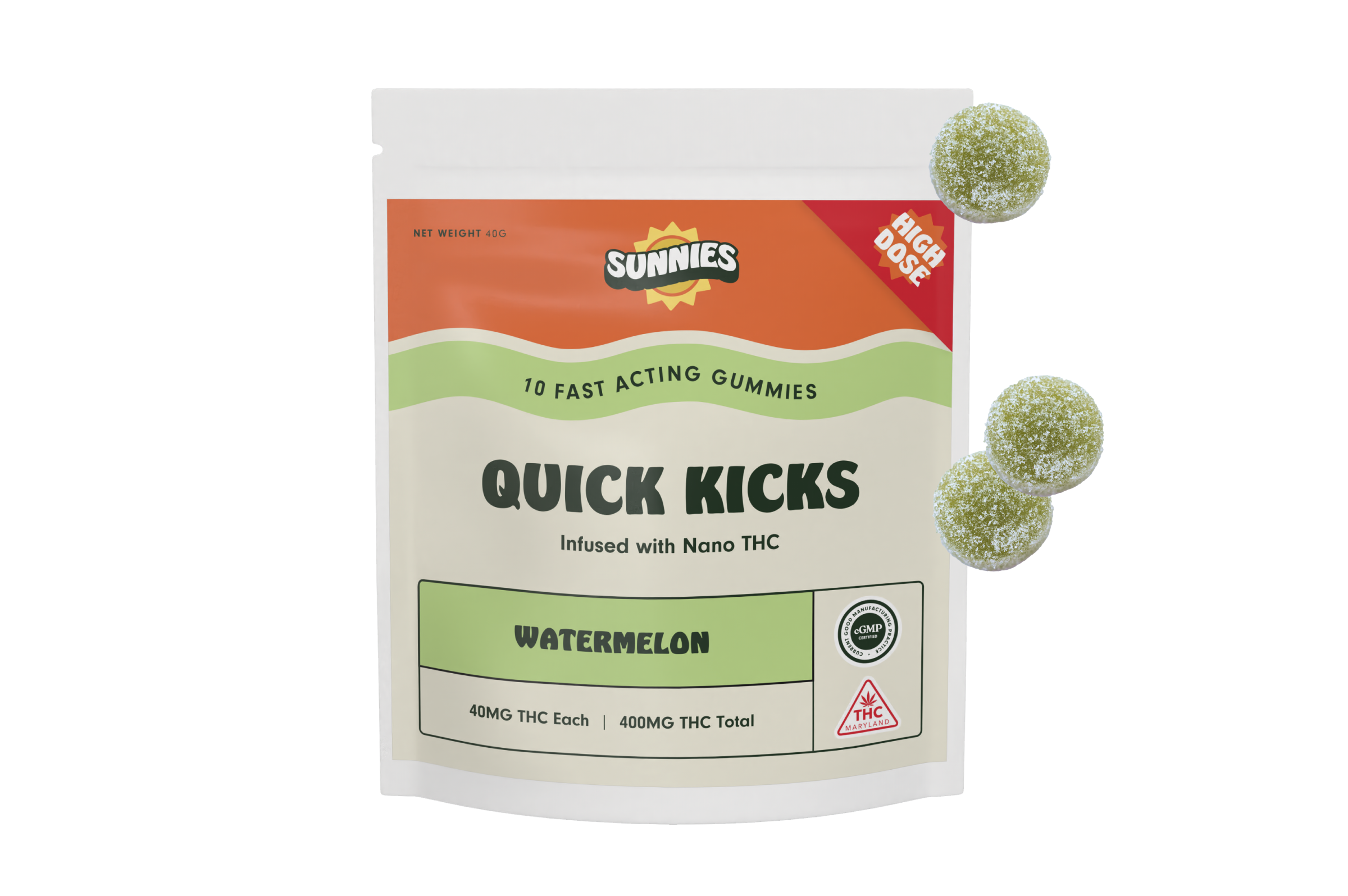Watermelon - 40.0mg x 10pcs Nano Gummies - Sunnies