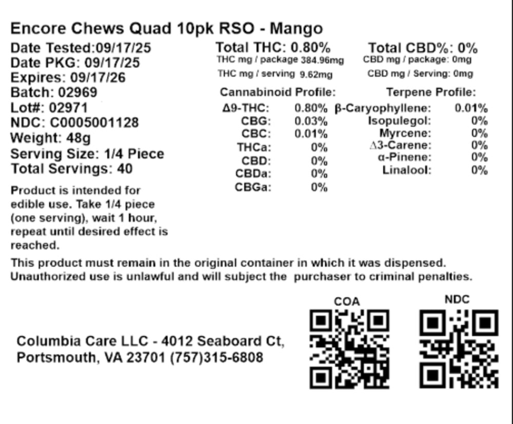 Tropical Mango RSO - Sativa Quad Dose [10pk]