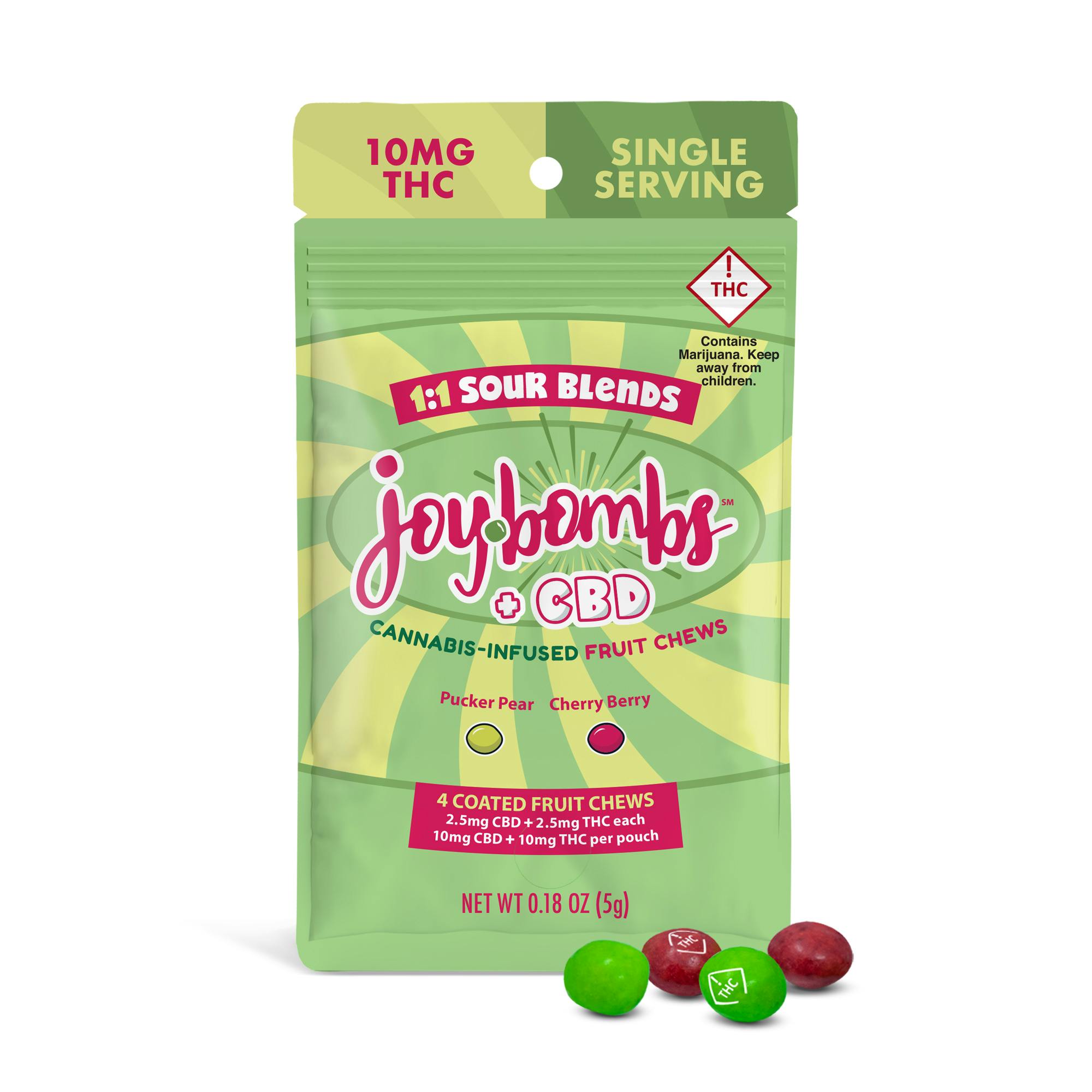 Joy Bombs + CBD 1:1 Sour Blends - 10mg THC (4pk / 2.5mg THC & 2.5mg CBD ea)