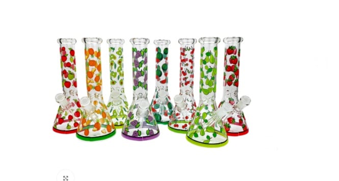 10" Fruit Decal Beaker W/Bowl  Included --  Styles Vary