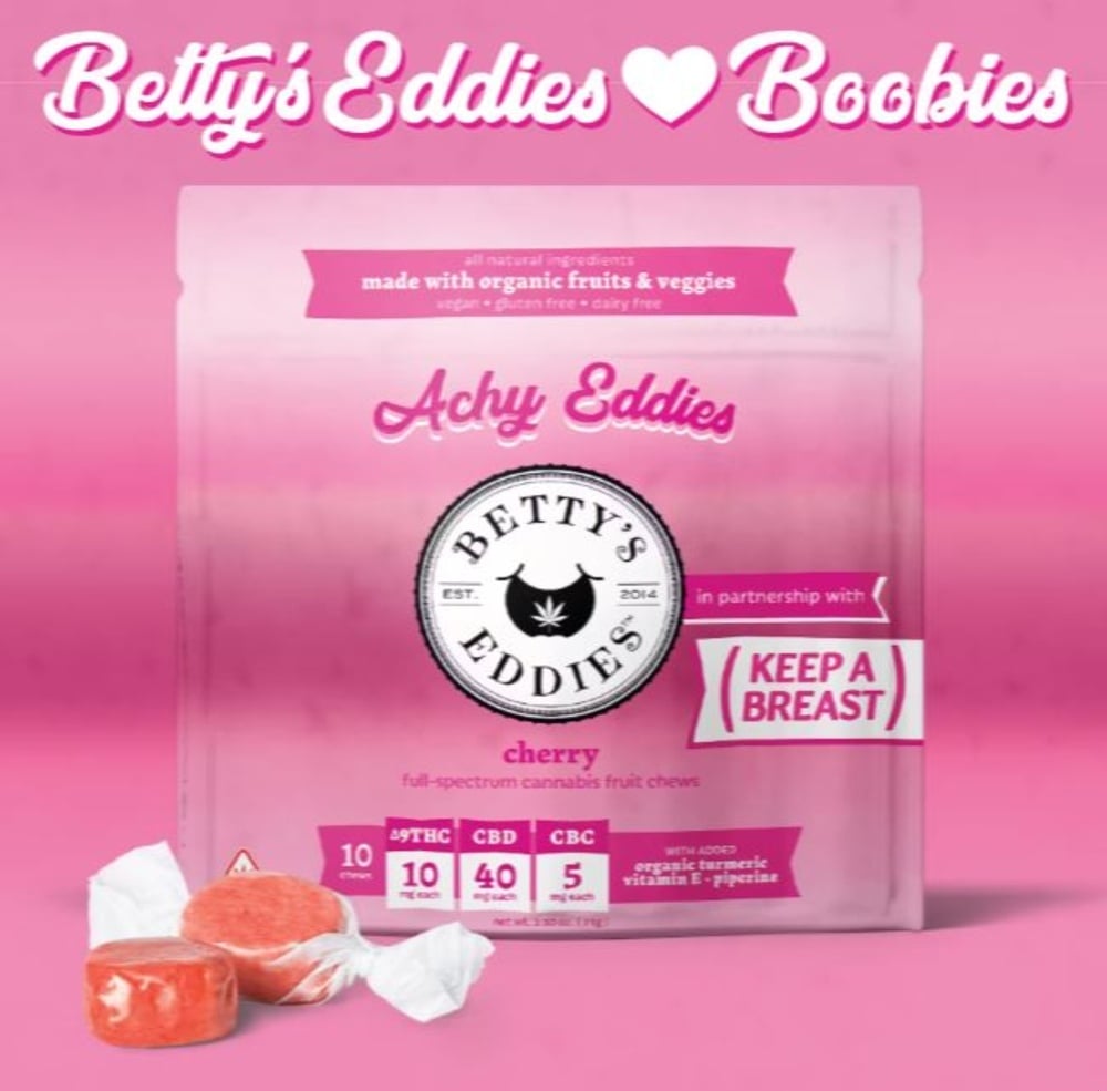 Achy Eddies Cherry [10pk] (100mg THC/400mg CBD/50mg CBC) Pain Relief Fruit Chews
