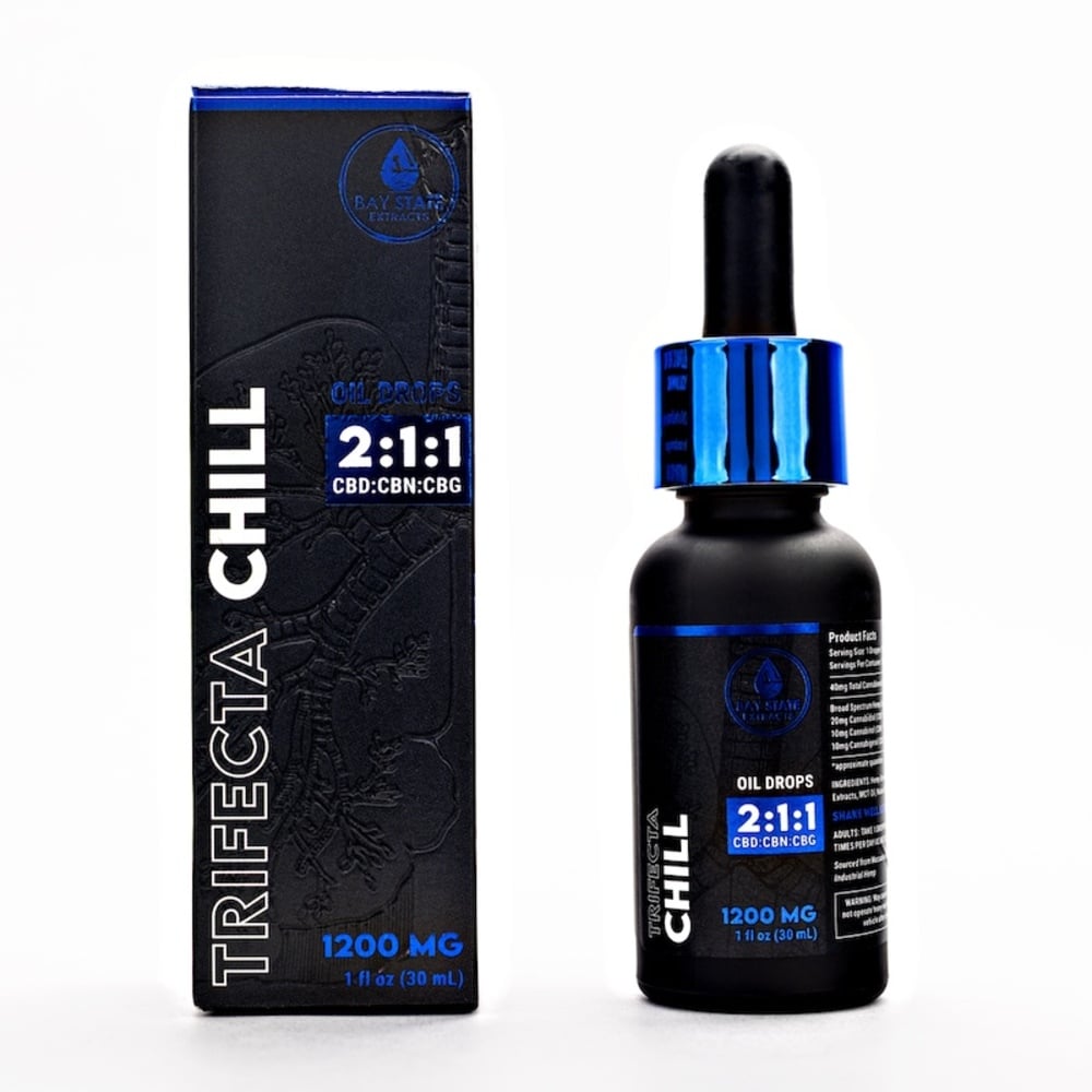 Bay State Hemp Company - Hemp-Derived CBD:CBN:CBG Chill Oil Drops (1200mg 30mL)