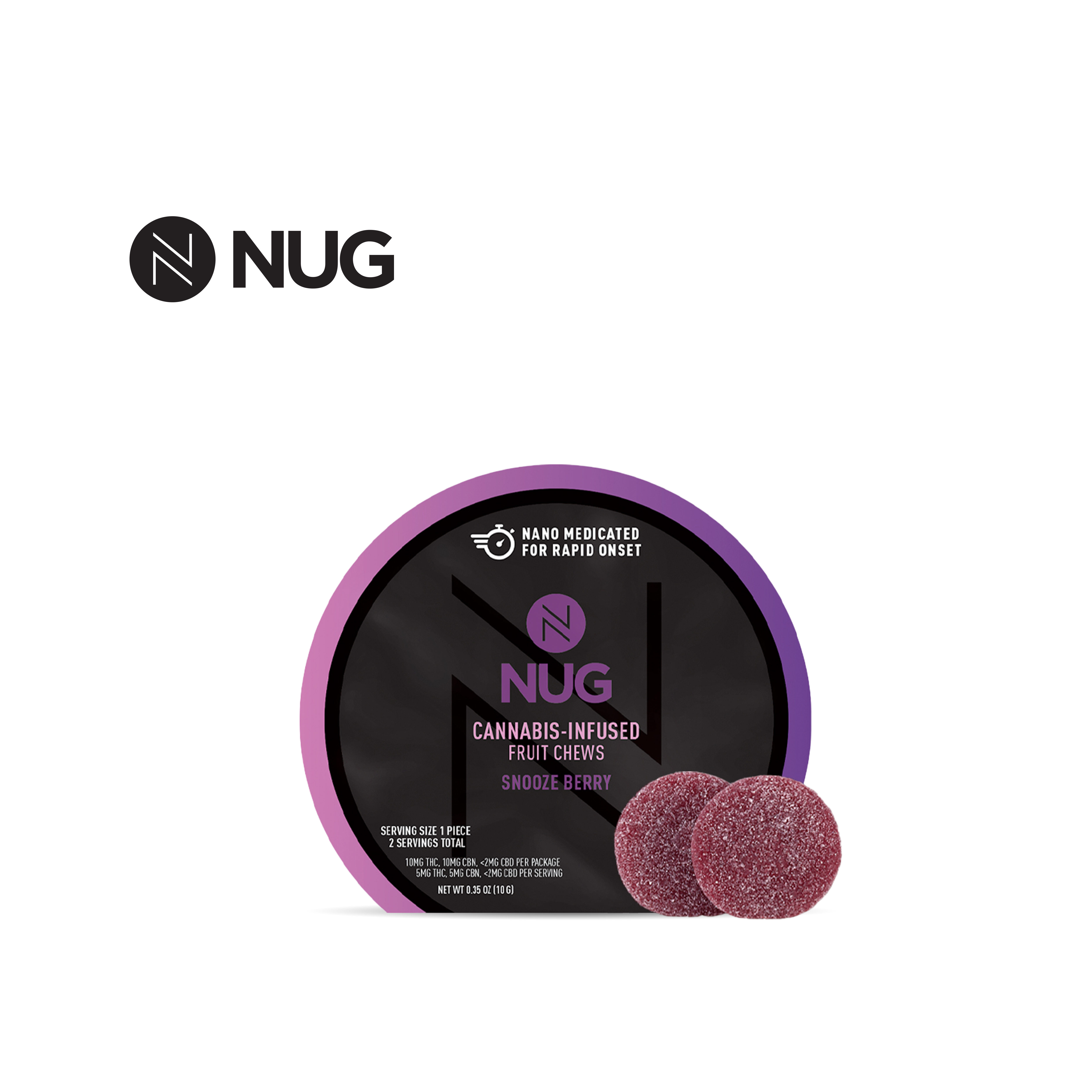 1:1 CBN/THC SNOOZE BERRY 20MG 2 PACK NANO FRUIT CHEWS