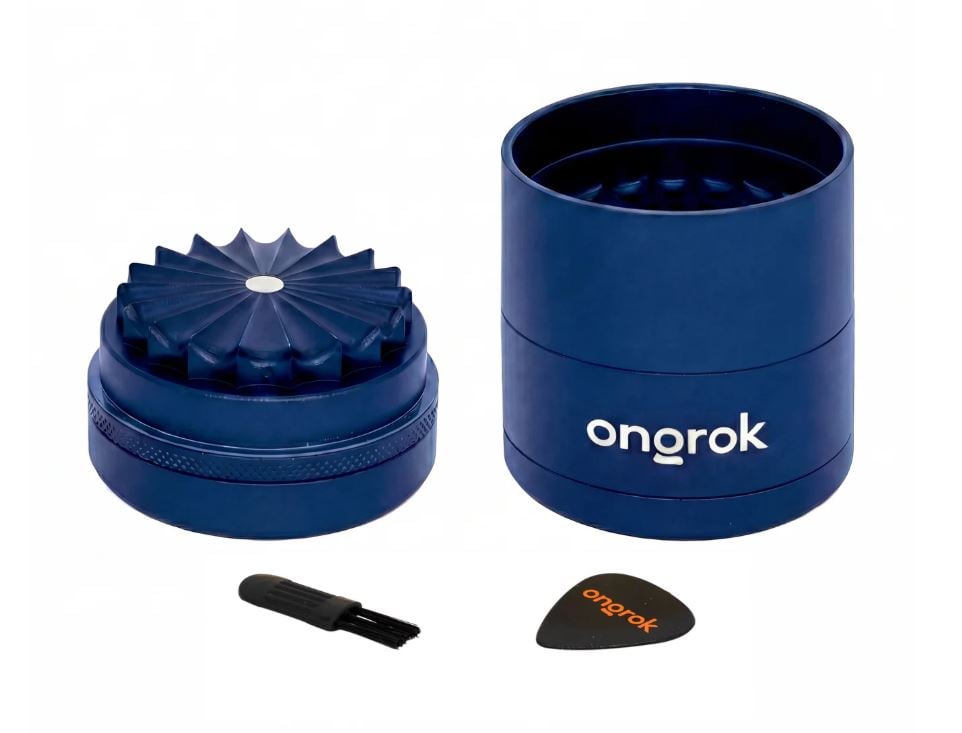 Ongrok - Mini 5 Piece - Flower Petal Toothless Grinder  2.2in - Blue