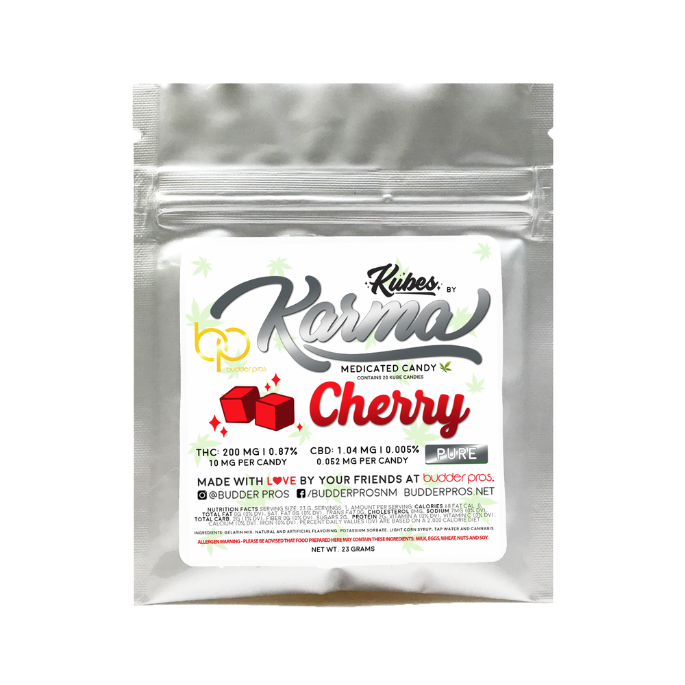 Cherry Hybrid (200mg) Budder Pros Karma Kubes Gummies Jane