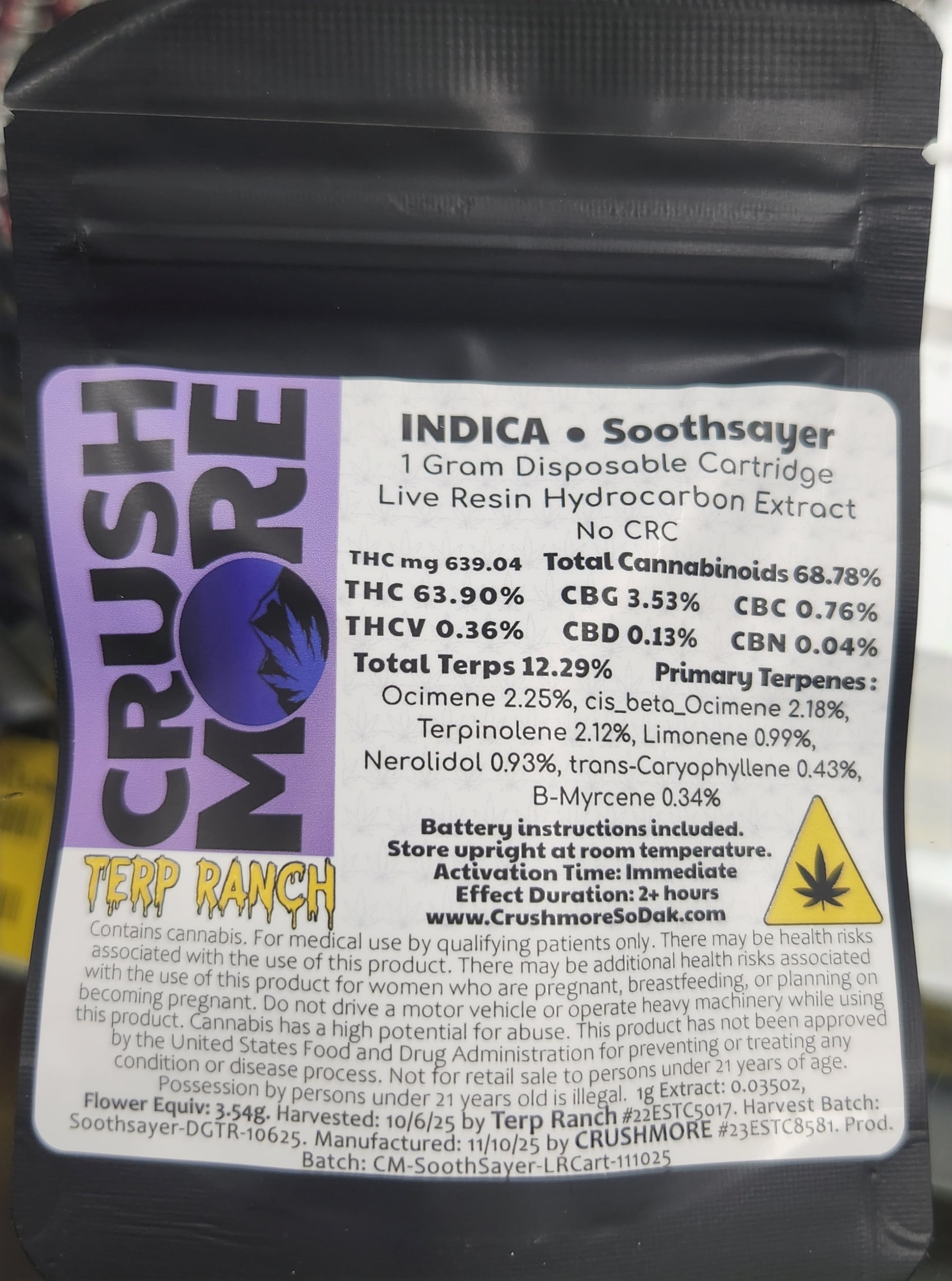 Crushmore - Soothsayer - [1g] Live Resin Dispo - Indica