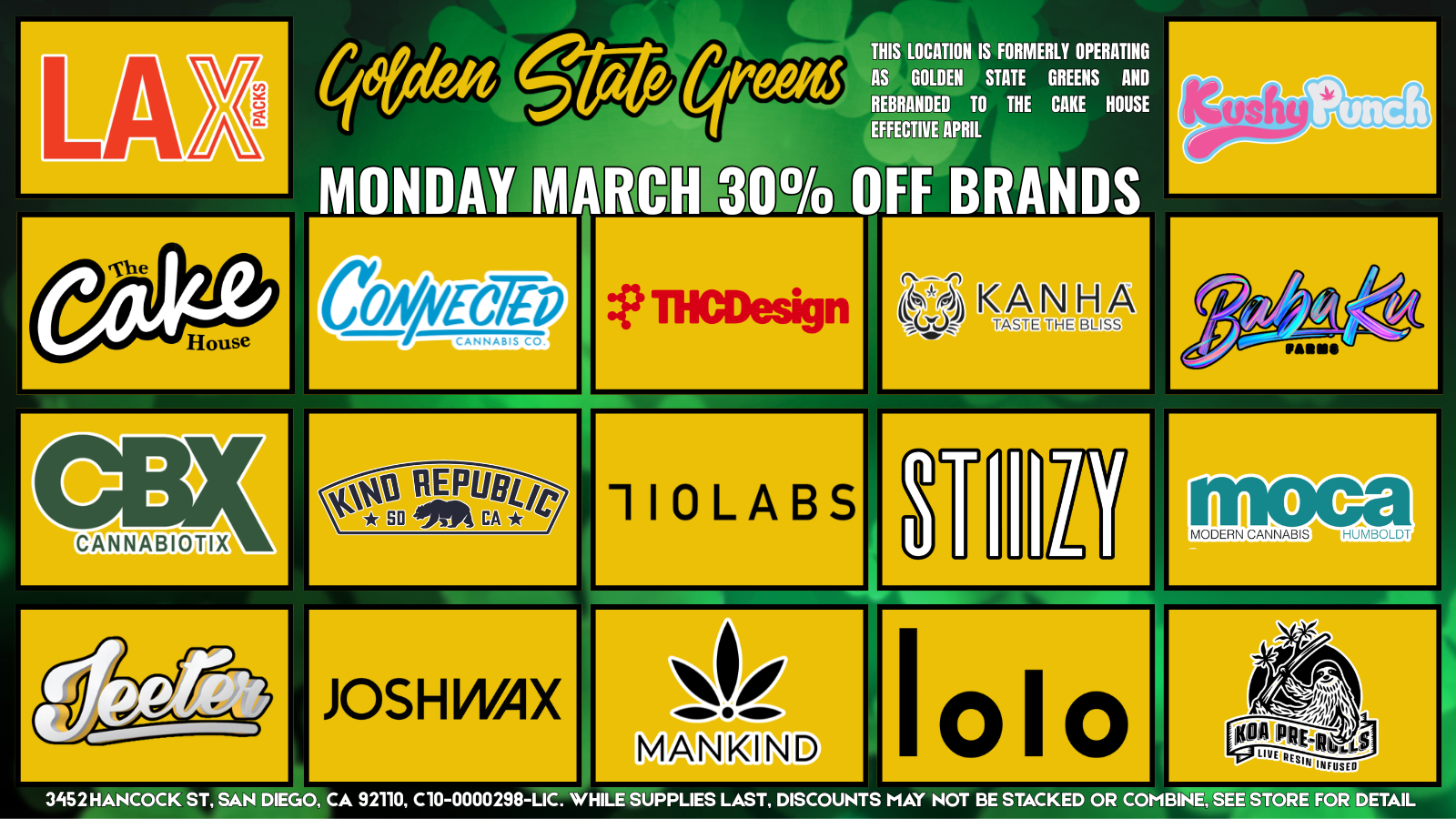 MONDAY - 30% OFF SELECT BRANDS special