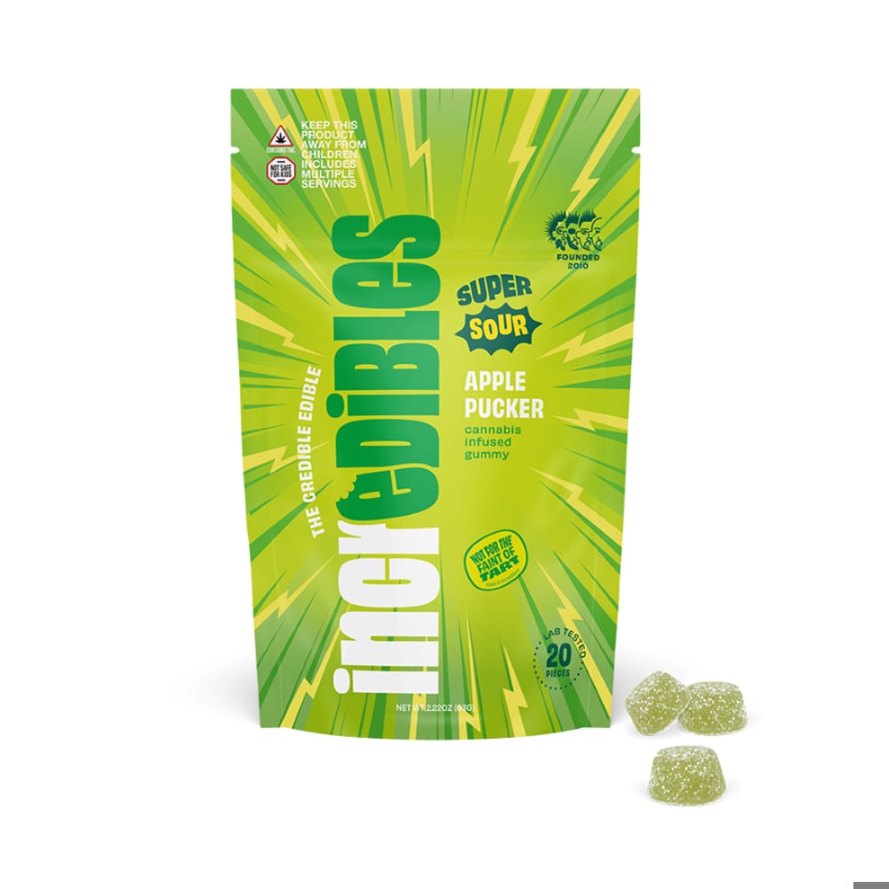 Incredibles - Super Sour Apple Pucker Gummies (100mg 20pk)