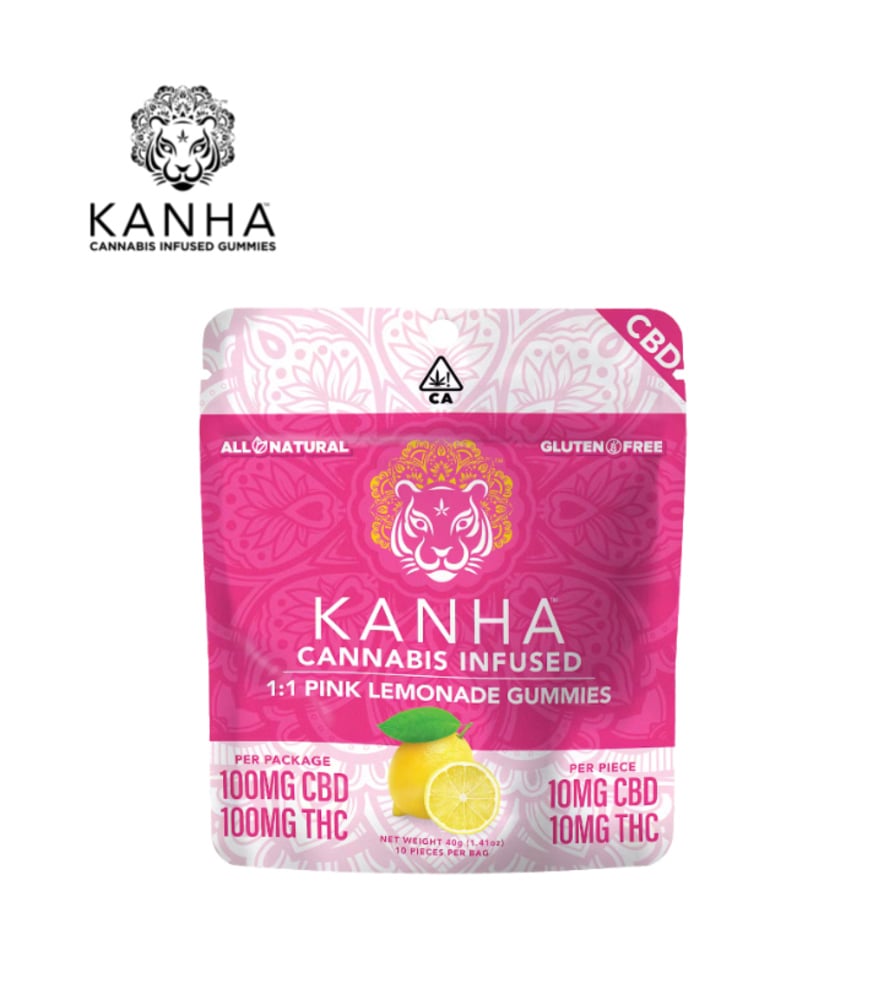 1:1 PINK LEMONADE CBD:THC 100MG 10 PACK GUMMIES