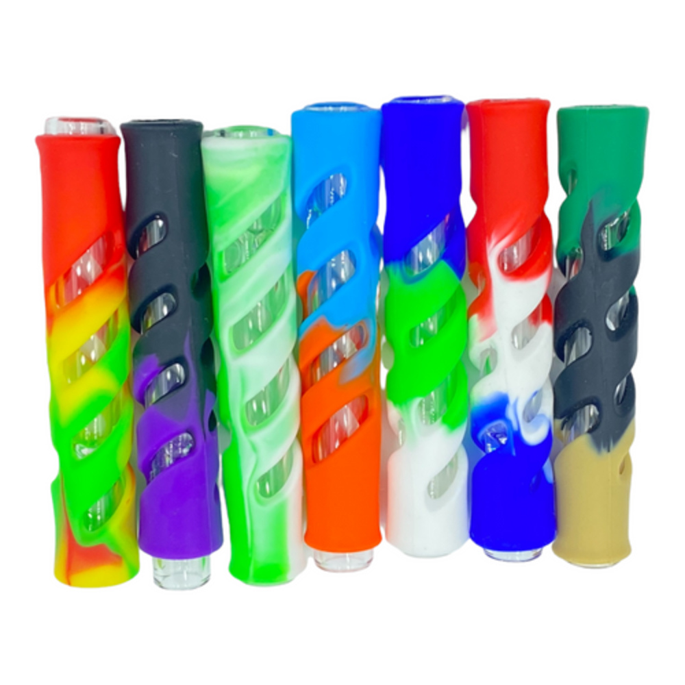 3.5" OG Glass Chillum with Silicone Cover - Assorted Colors