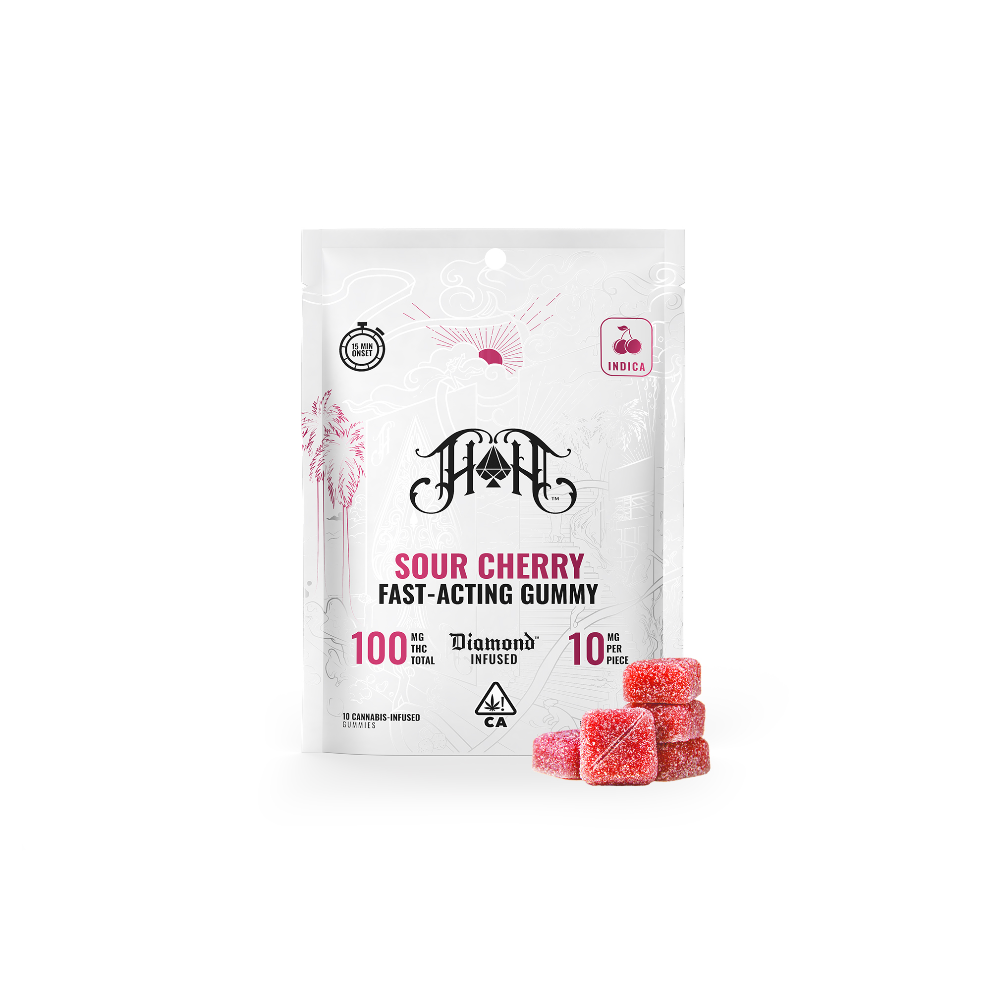 Sour Cherry | Indica - Fast-Acting Gummies - 100mg THC