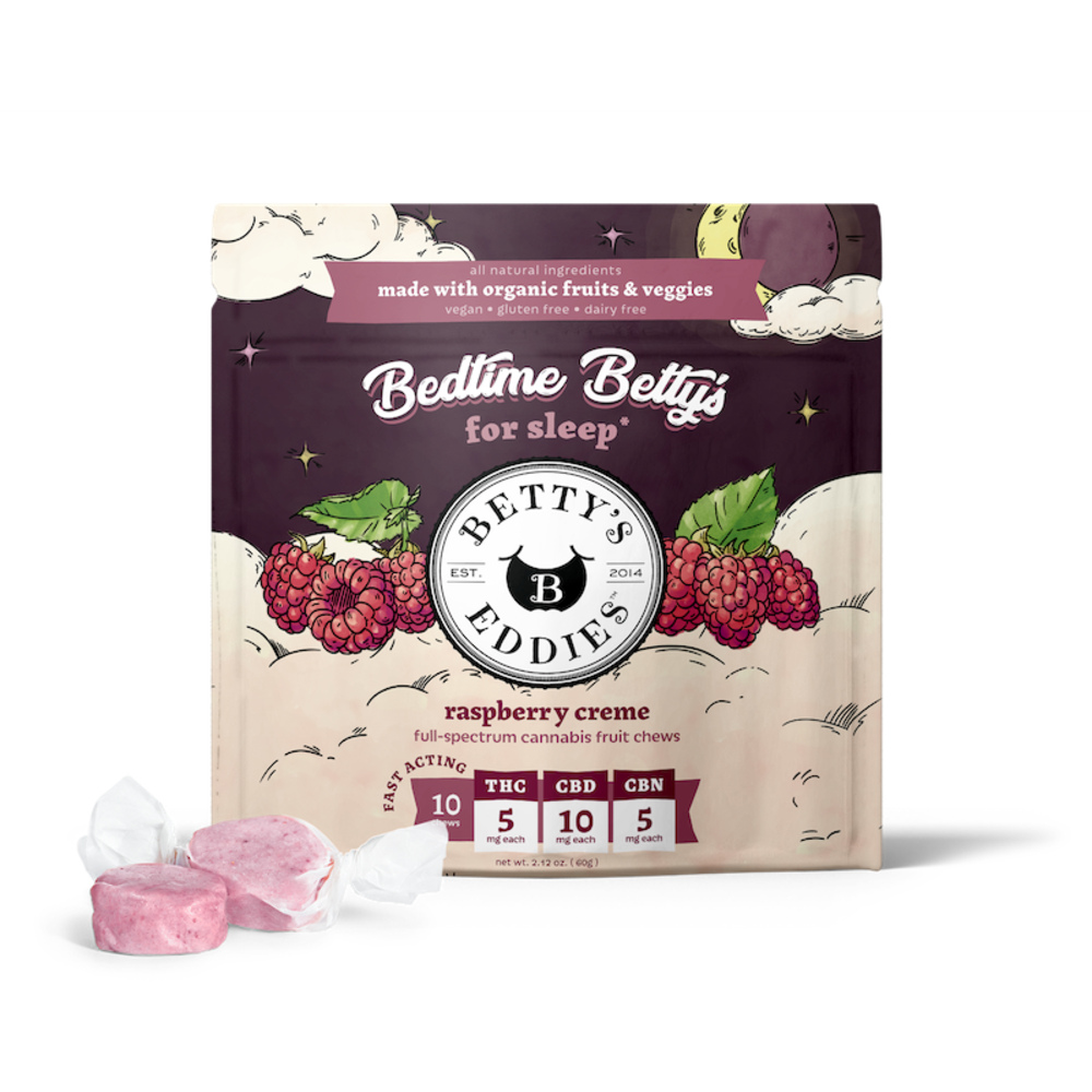 Betty's Eddies - Raspberry Creme "Bedtime" 1:2:1 Chews (50mg 10pk) Betty's Eddies - Raspberry Creme "Bedtime" 1:2:1 Chews (50mg 10pk)