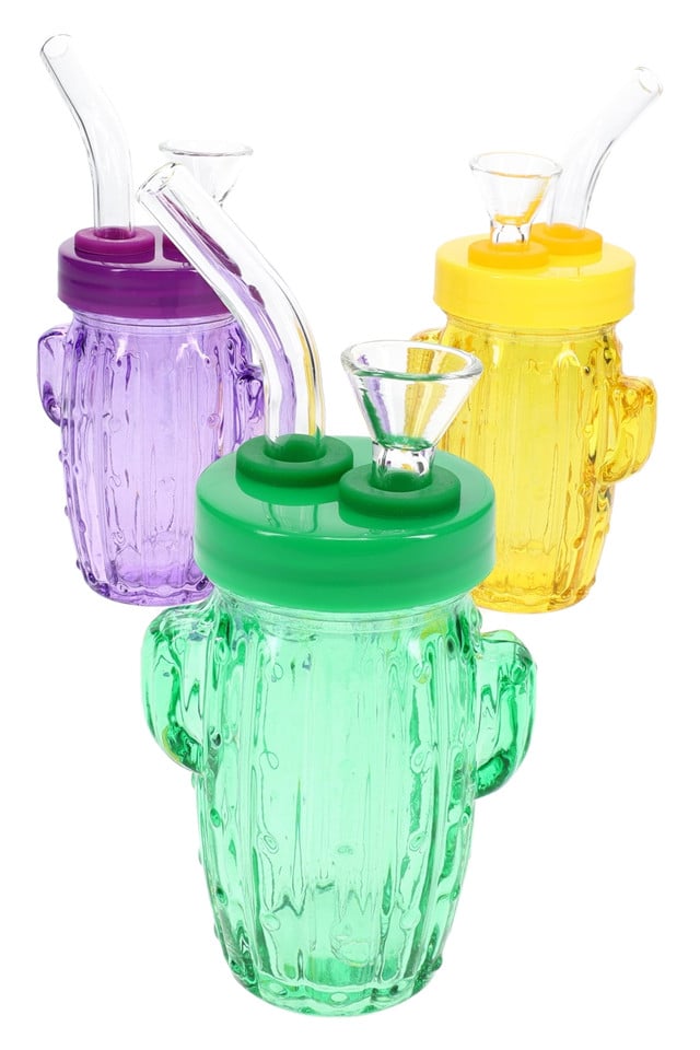 3.5" GLASS CACTUS WATER PIPE 3.5" GLASS CACTUS WATER PIPE