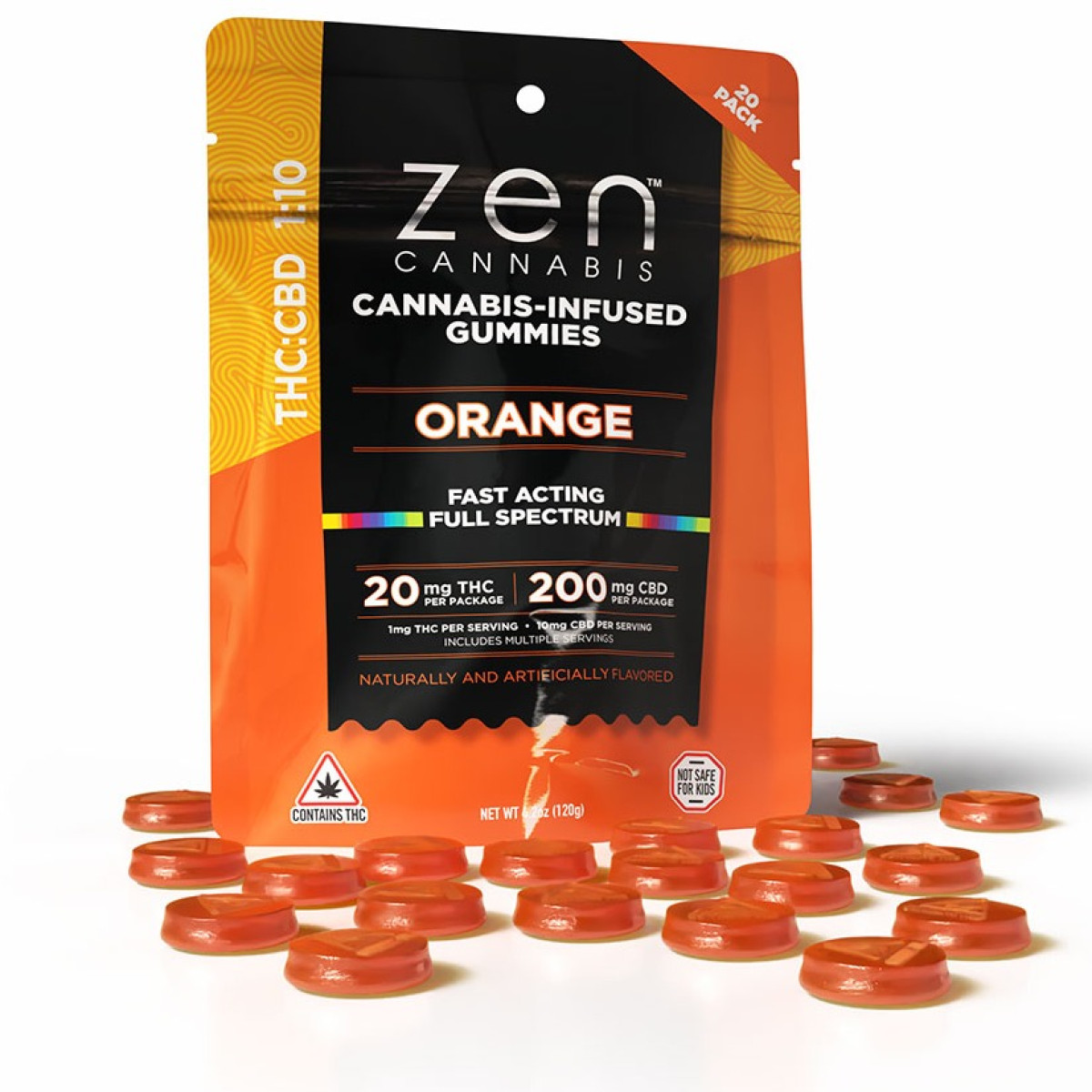 Orange Gummies | 20mg THC + 200mg CBD 20pk