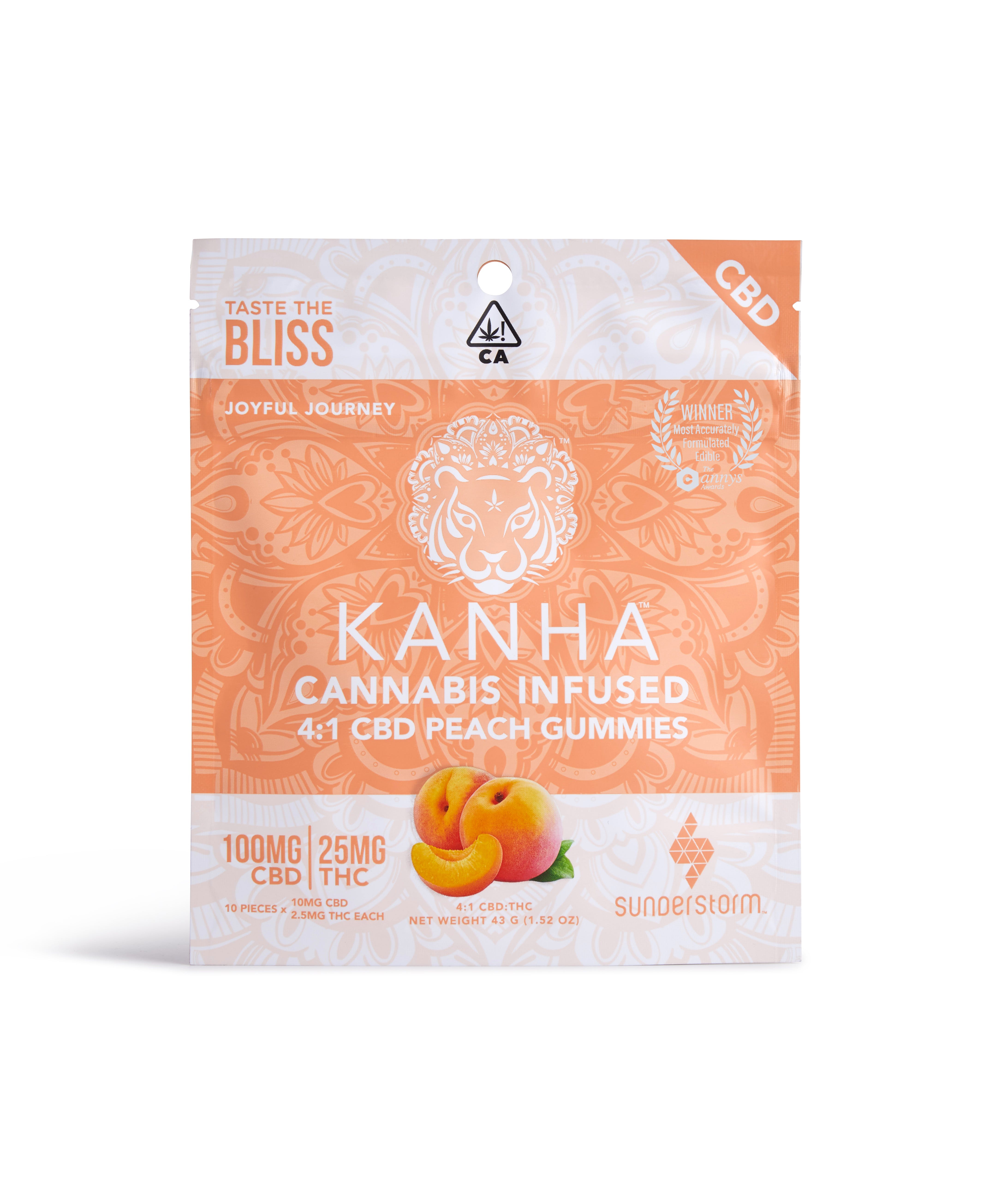 4:1 Peach [10pk] (100mg CBD/25mg THC)