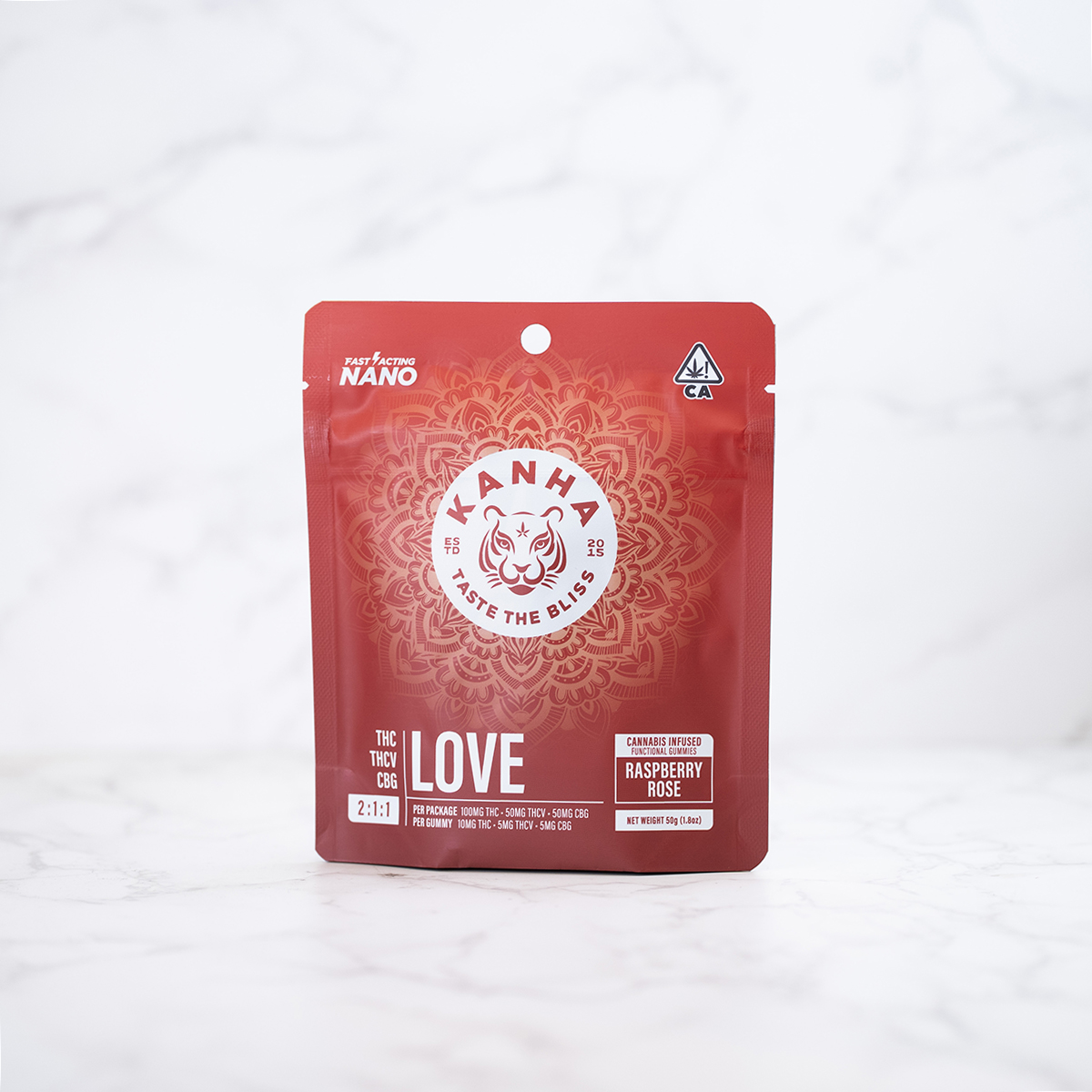 KANHA - LOVE RASPBERRY ROSE - 2:1:1 THC/THCV/CBG GUMMY - (10PK) - [100MG]
