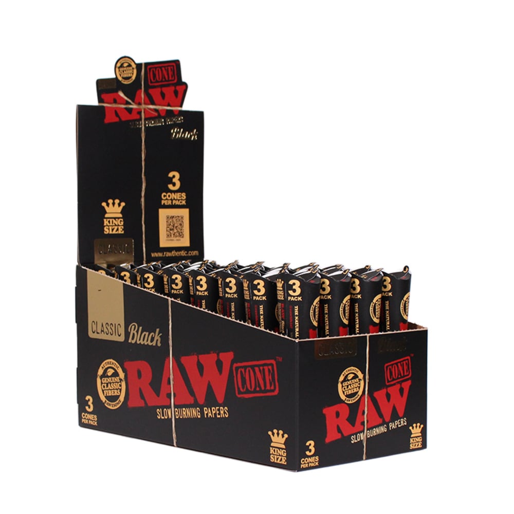 RAW - Black Kingsize Cones 3pk