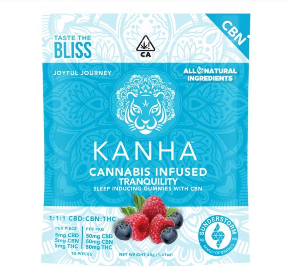 KANHA | Tranquility | 1:1:1 CBN:CBD:THC | Blue Raspberry | 50mg CBN/ 50mg CBD/ 50mg THC | 10-pack