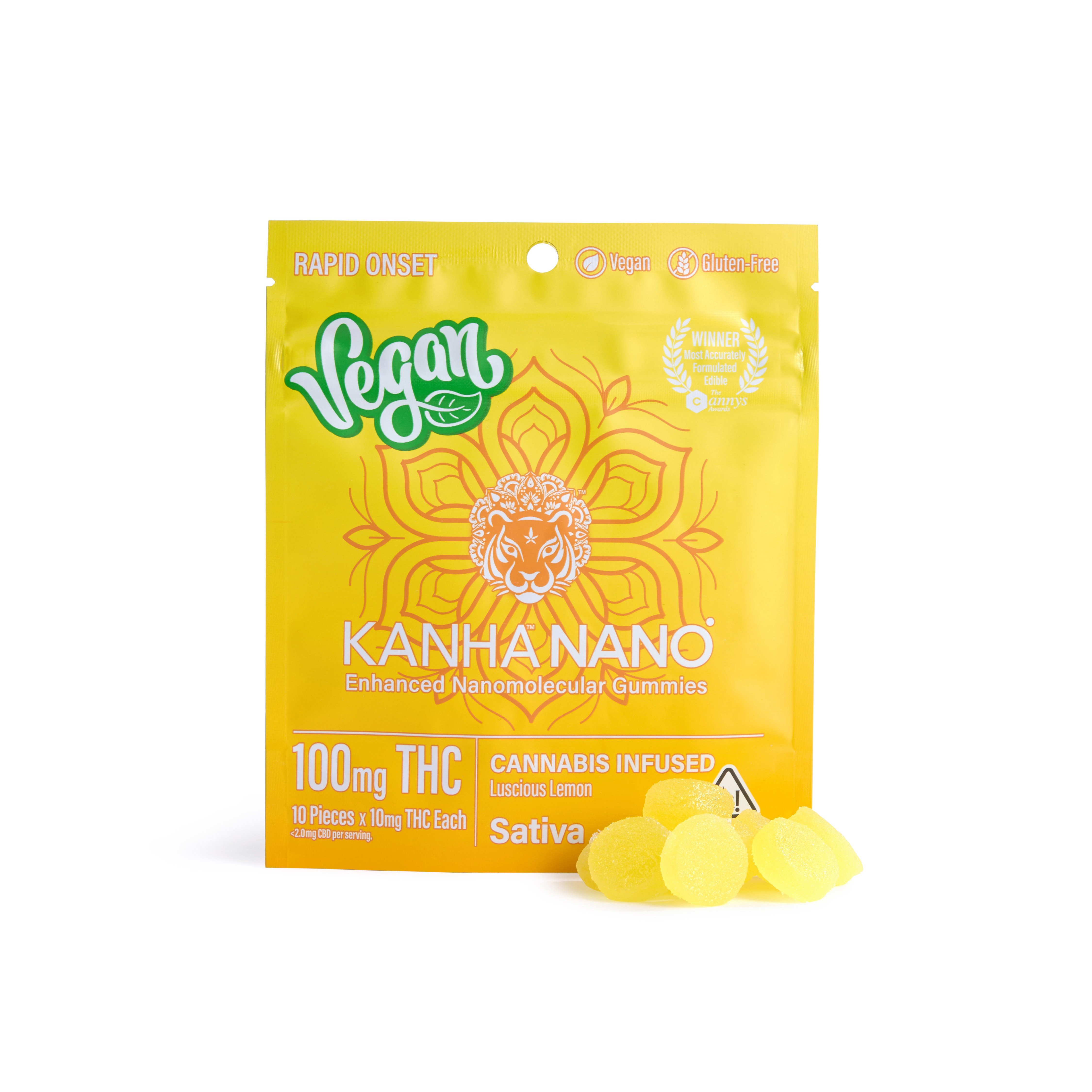 Luscious Lemon Indica [10pk] (100mg) KANHA FastActing Vegan