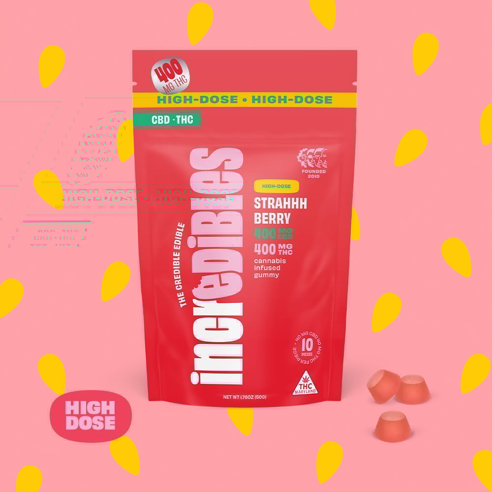 1:1 Strahhhberry + CBD High Dose [10pk] (400mg CBD/400mg THC)