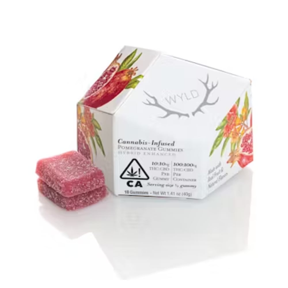 Pomegranate 1:1 CBD + Hybrid Enhanced Gummies | 100mg THC:100mg CBD