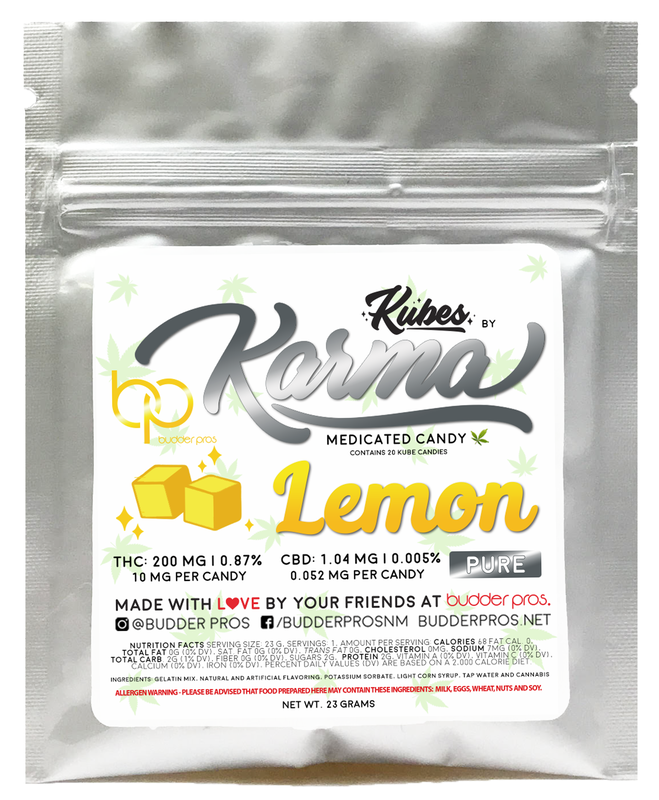 Lemon Hybrid [20pk] (100mg) Budder Pros Karma Kubes Gummies Jane