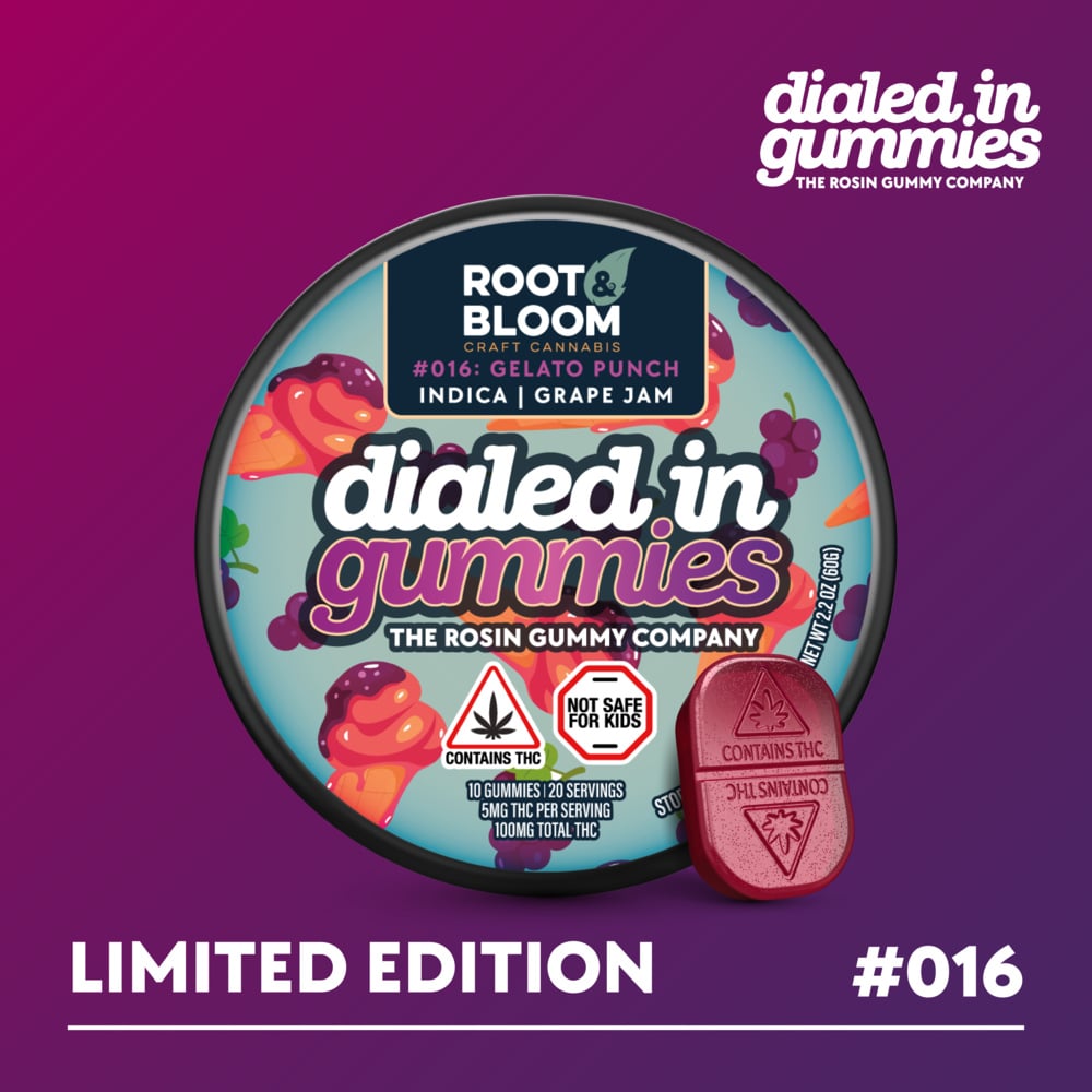 Dialed In - Grape Jam x Gelato Punch Limited Edition Rosin Gummies (100mg 10pk) Dialed In - Grape Jam x Gelato Punch Limited Edition Rosin Gummies (100mg 10pk)