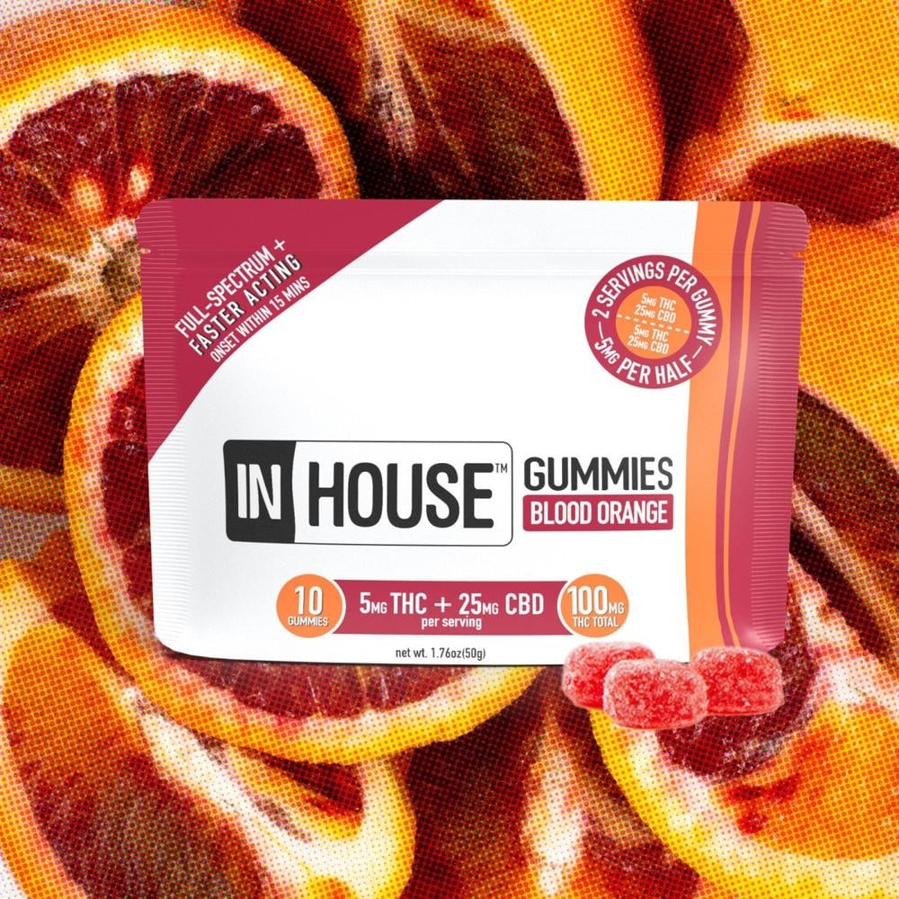 InHouse - Blood Orange 1:5 THC:CBD Fast Acting Gummies (100mg 10pk)