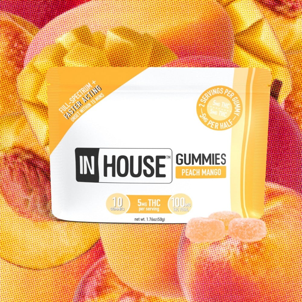 InHouse - Peach Mango Fast Acting Gummies (100mg 10pk)