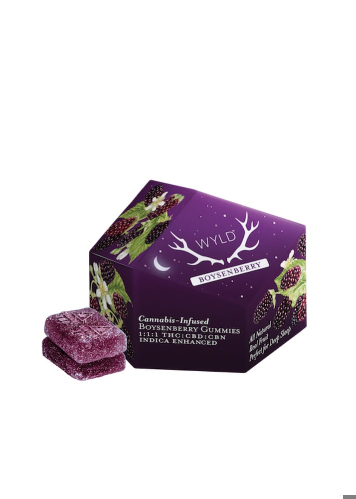WYLD - Boysenberry Indica Enhanced THC:CBD:CBN Gummies (100mg 10pk)