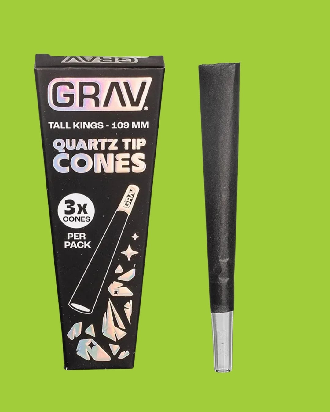 GRAV® Tall Kings Quartz Tip Cones - Black [3pk]