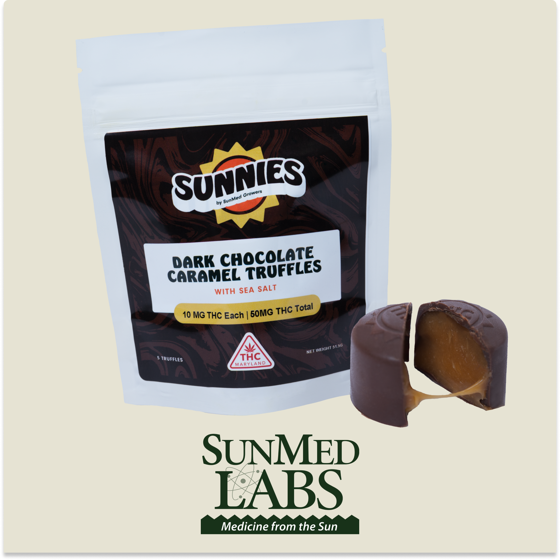 Dark Chocolate Caramel Truffles [5pk] (50mg)