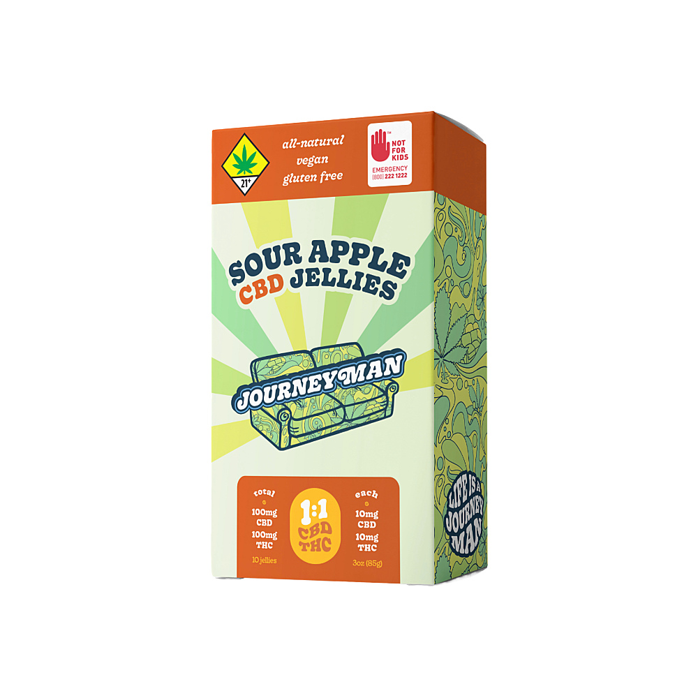 1:1 Sour Apple Jellies [10pk] (100mg THC/100mg CBD)