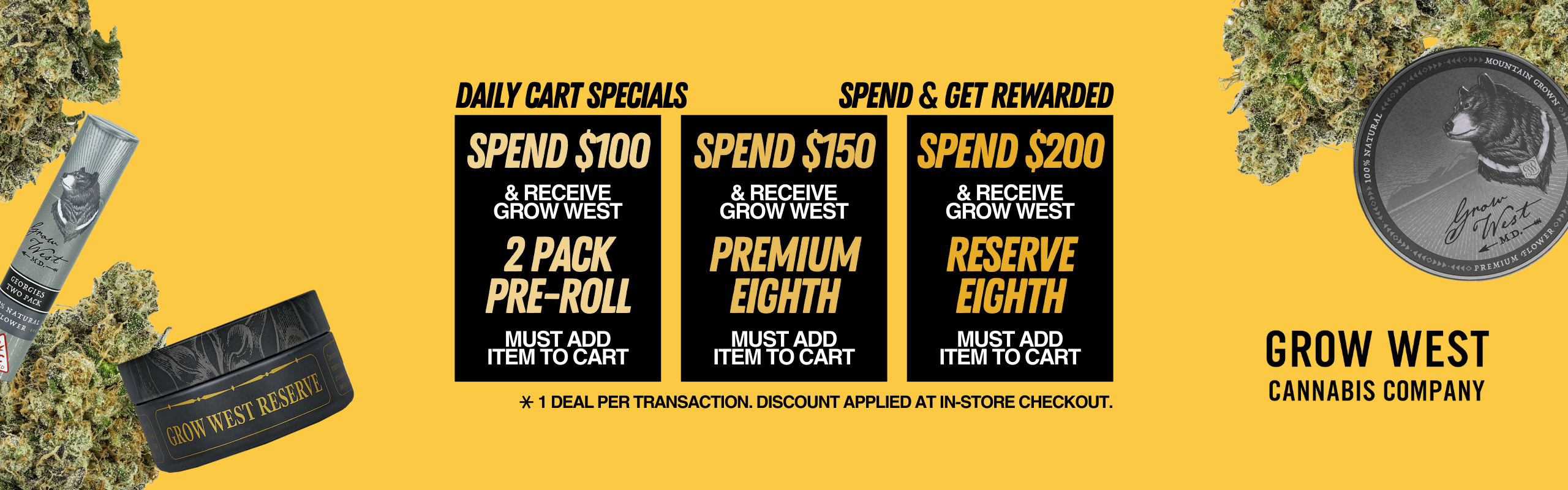 Grow West - Medical Menu Daily Cart Specials Marketing Banner