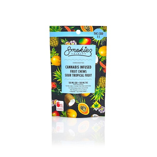 1:1 Sour Tropical Fruit [10pk] (100mg THC/ 100mg CBD)