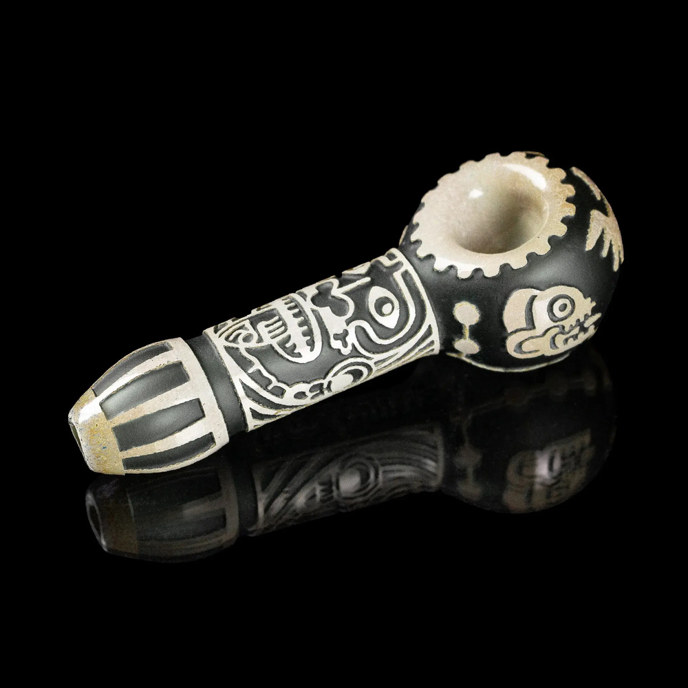 Maya Face Black Frit Handpipe