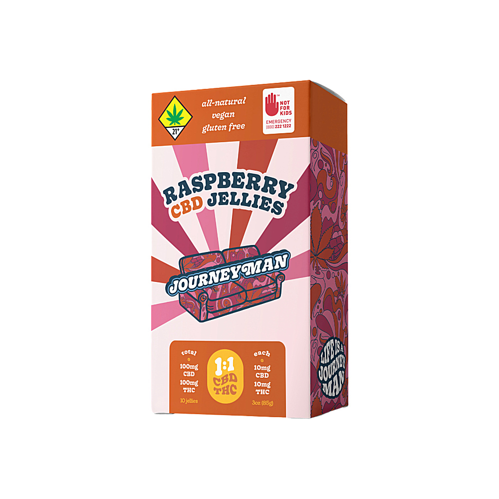 1:1 Raspberry Jellies [10pk] (100mg THC/100mg CBD)
